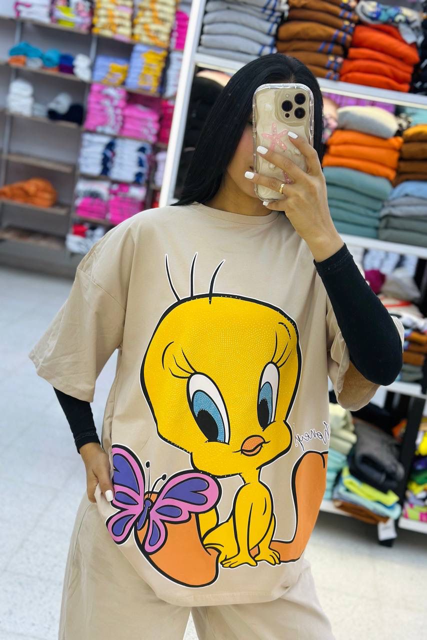 Women’s Oversized T-Shirt – Cartoon Print