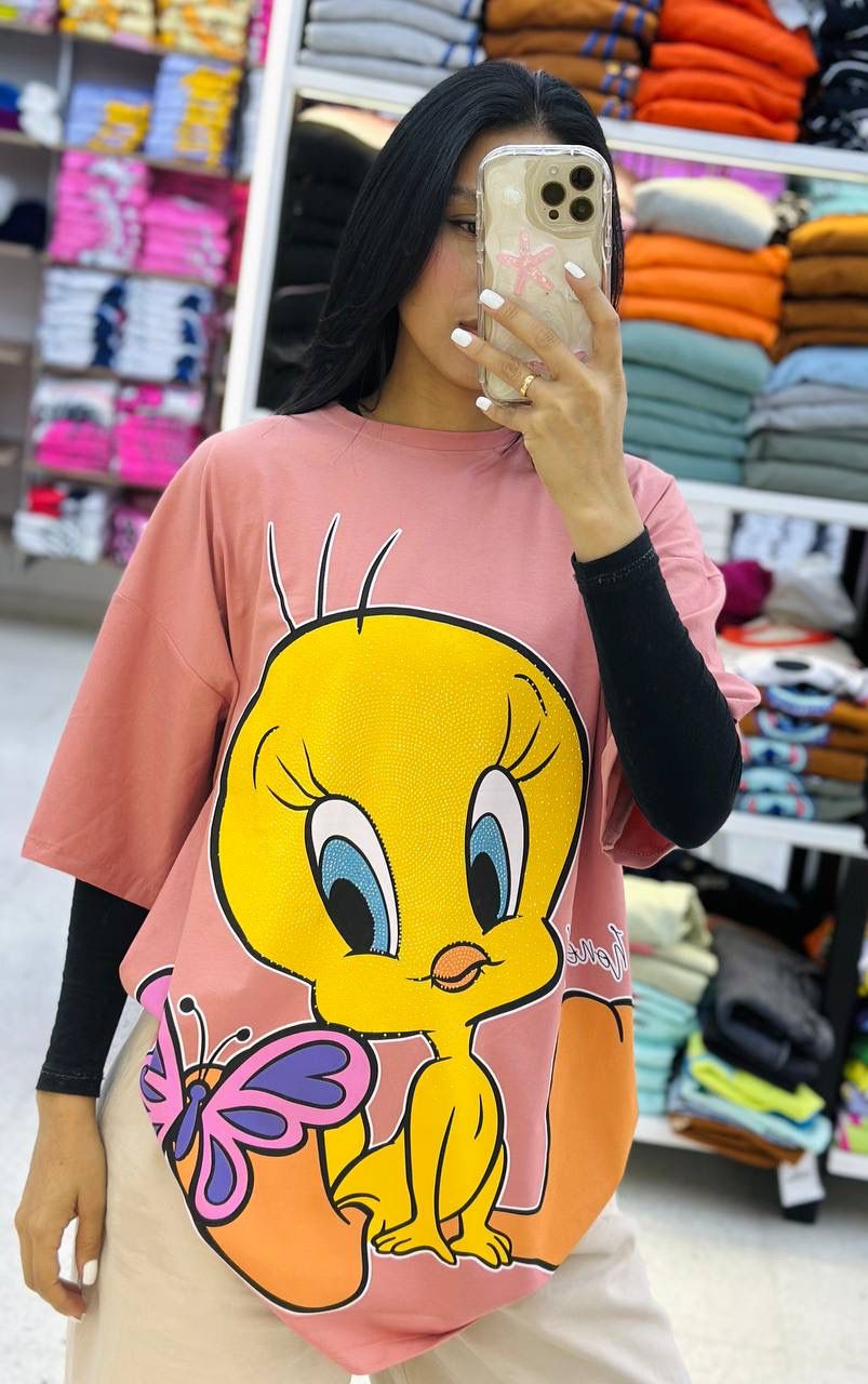 Women’s Oversized T-Shirt – Cartoon Print