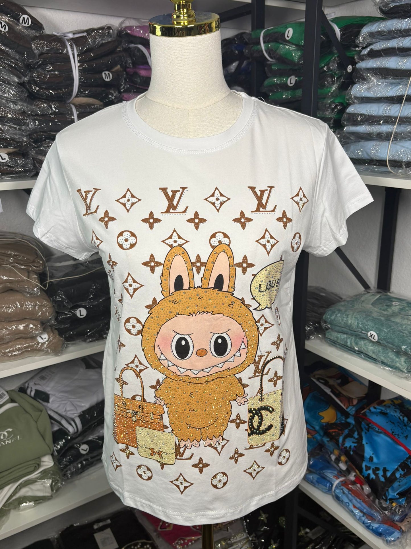 Women’s T-Shirt – Labubu Rhinestone Design