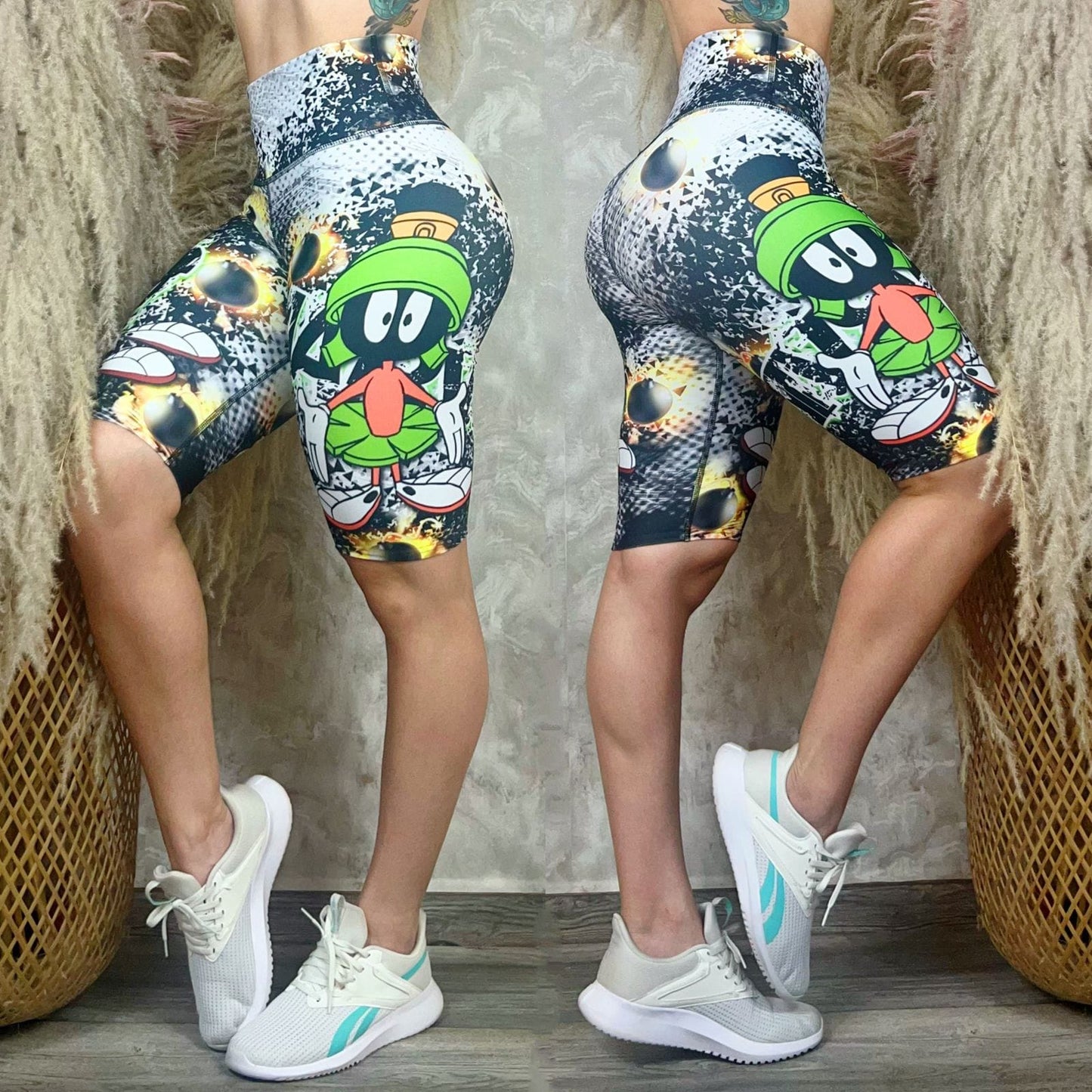 Women’s Printed Biker Leggings – High Waist Fit