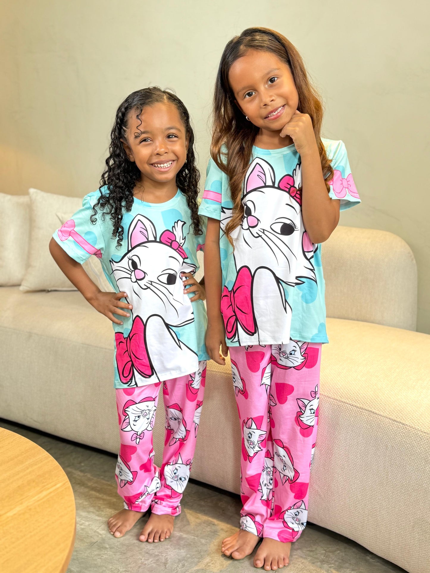 Kids Girls Cartoon Pajama Set Two Pieces