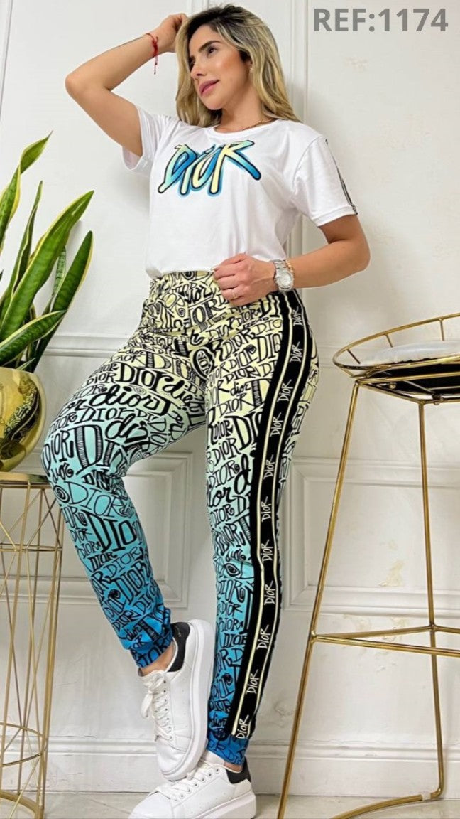 Women’s Fashion Two-Piece Set – Printed