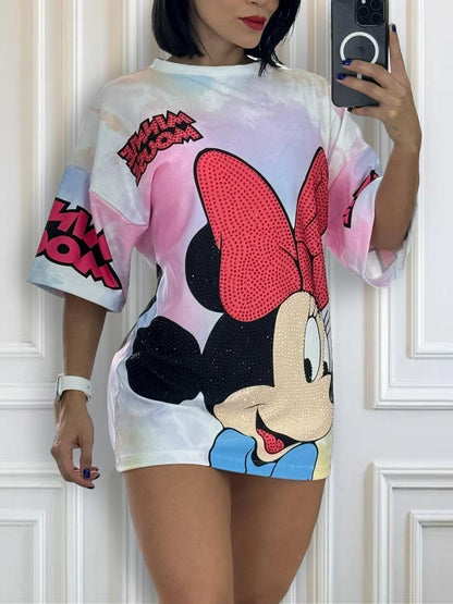 Oversized Midi Dress – Graphic Cartoon