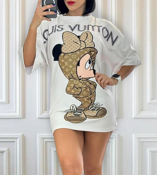 Oversized Midi Dress – Graphic Cartoon