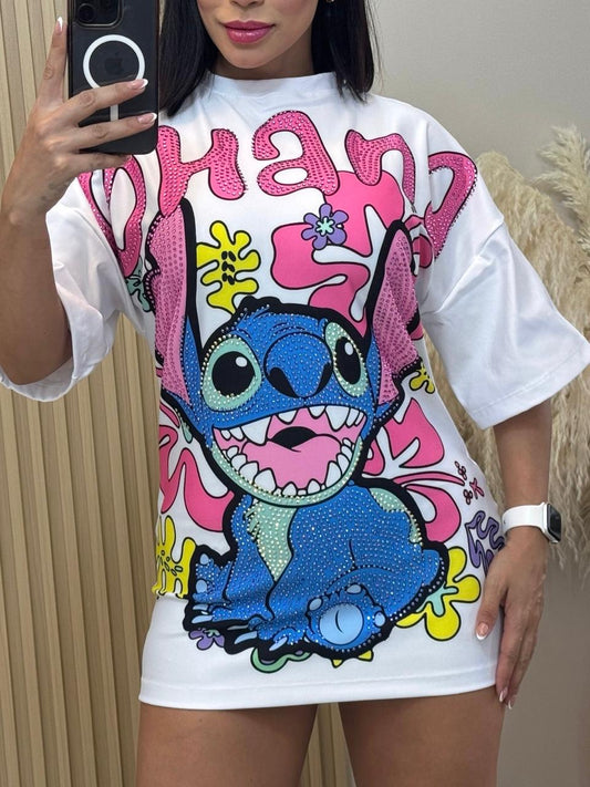 Oversized Cartoon Print T-Shirt Dress