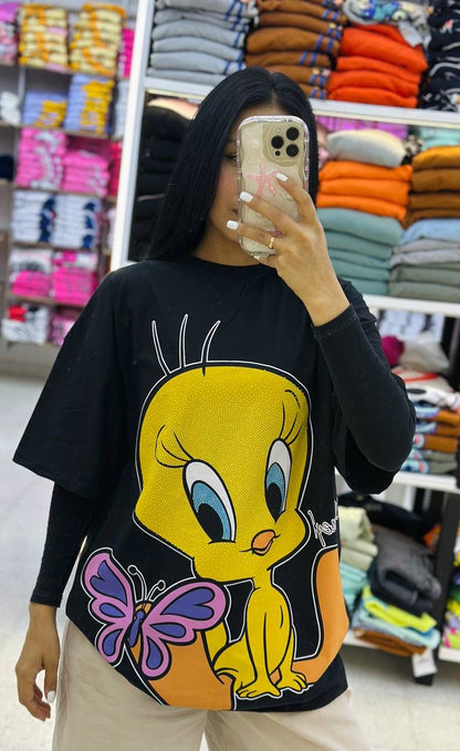 Women’s Oversized T-Shirt – Cartoon Print