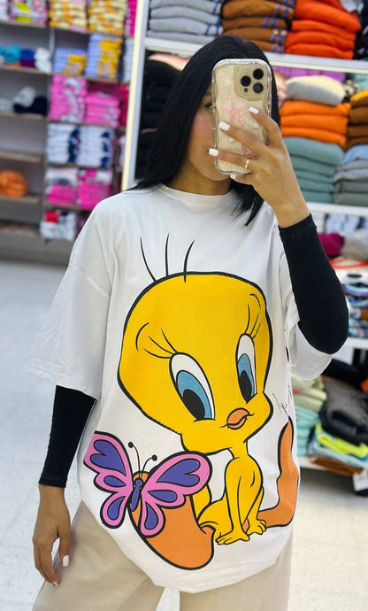 Women’s Oversized T-Shirt – Cartoon Print