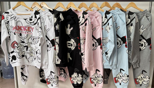 Cartoon Graphic Lounge Set – Women’s Two Piece Sweatshirt and Joggers