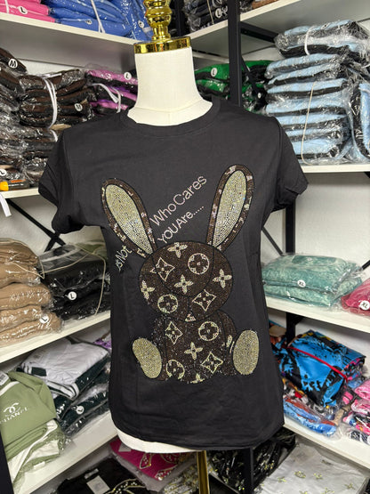 Women’s Crop T-Shirt – Rhinestone Bunny
