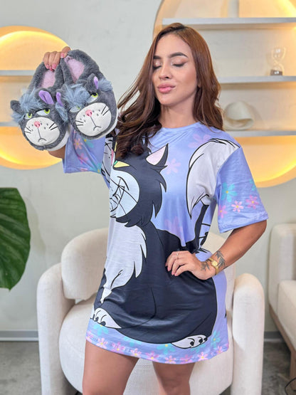 Women’s Pajama Tunic – Printed Loose Fit