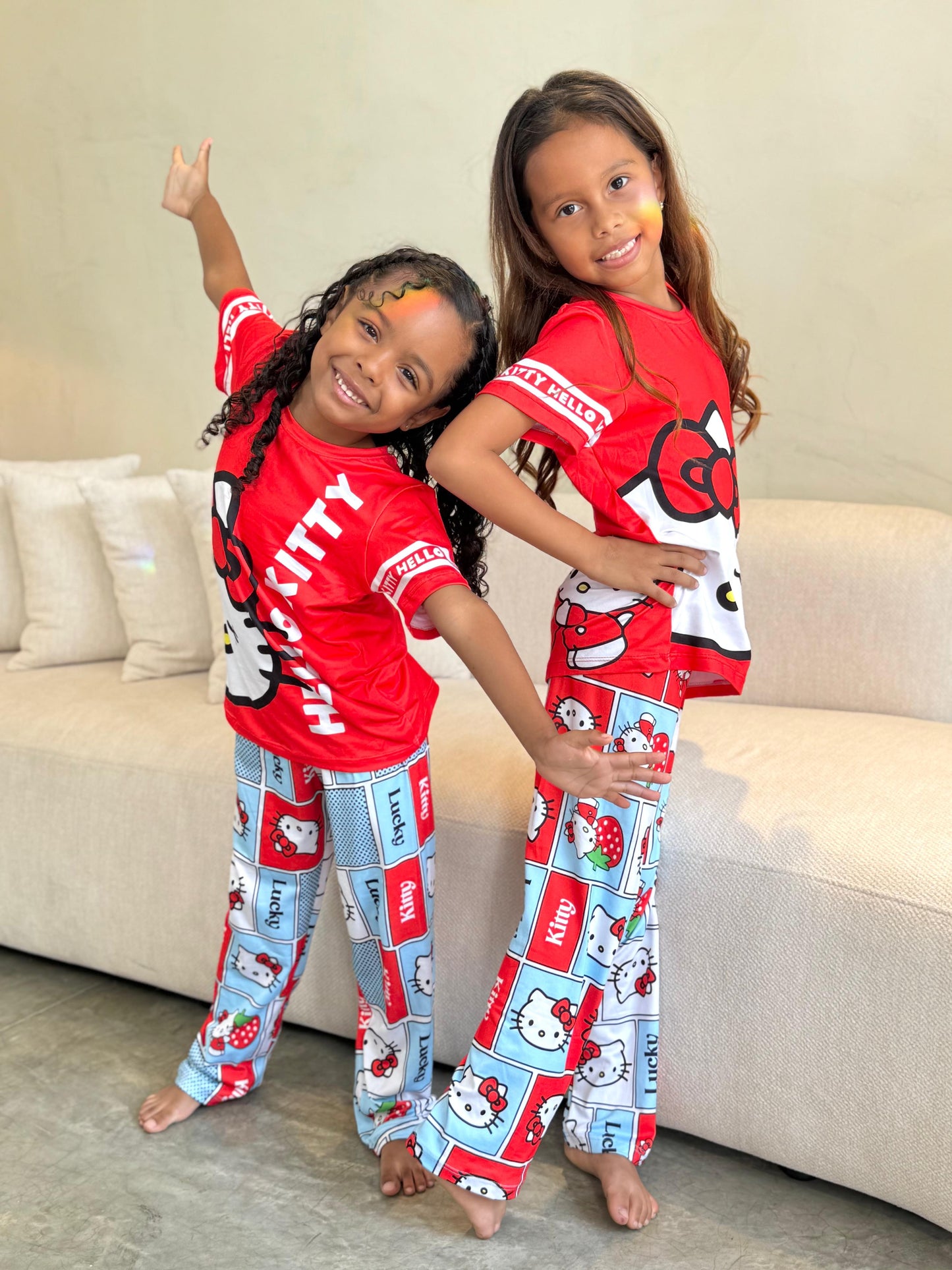 Kids Girls Cartoon Pajama Set Two Pieces