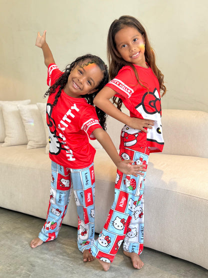 Kids Girls Cartoon Pajama Set Two Pieces