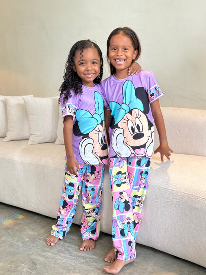 Kids Girls Cartoon Pajama Set Two Pieces