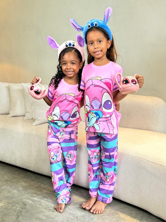 Kids Girls Cartoon Pajama Set Two Pieces