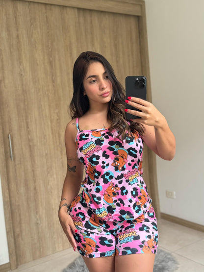 Women’s 2-Piece Pajama Set – Strap Top & Shorts