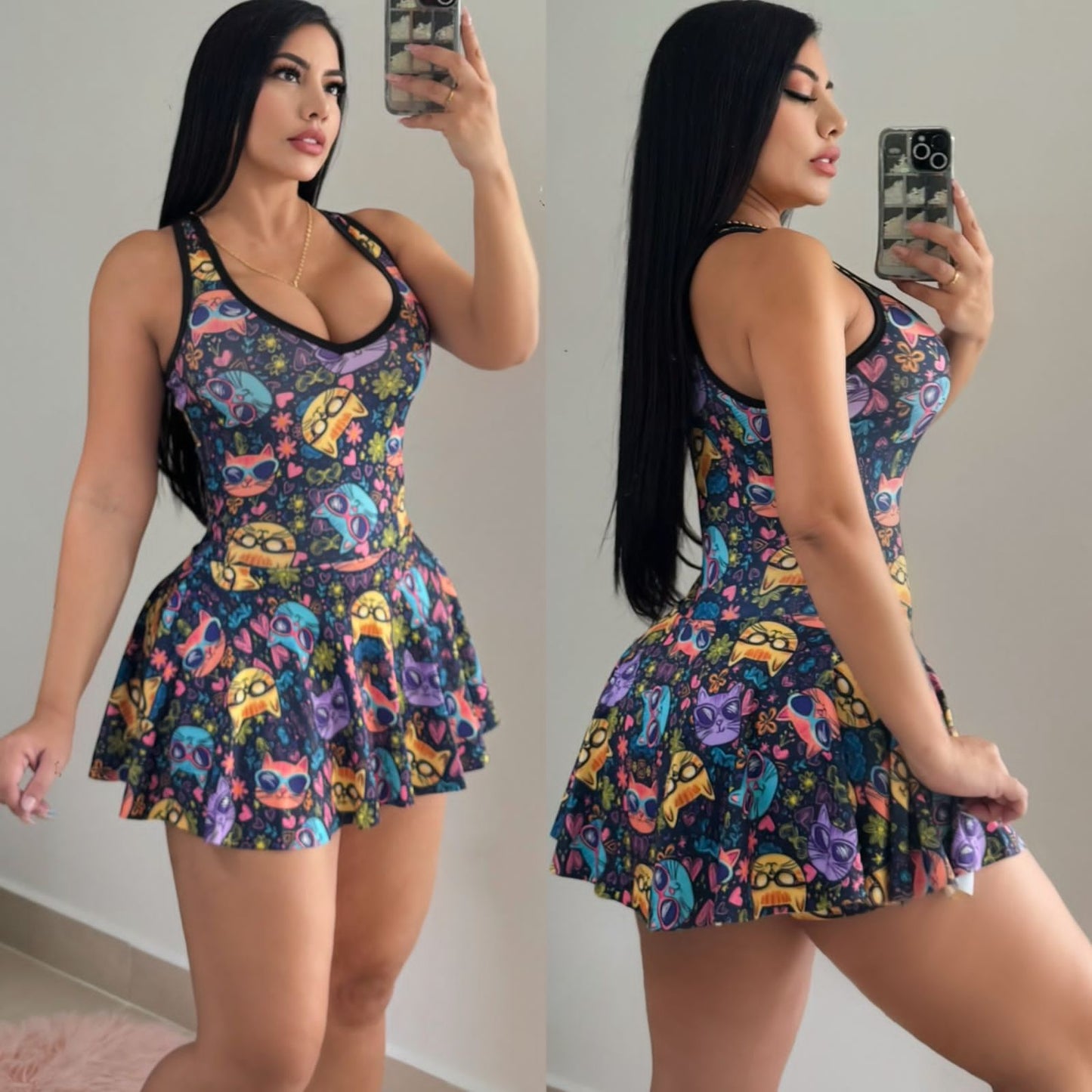 Sporty Chic Pleated Mini Dress